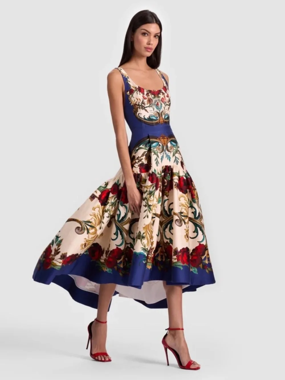 Alice + Olivia Diana Gilded Rose Structured Midi Dress size 8 - Picture 2 of 15